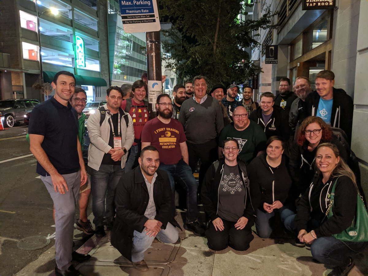 BADCamp friends outside a bar in Berkeley during the 2019 pub crawl